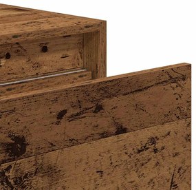Mesa de cabeceira de parede com luzes LED madeira velha