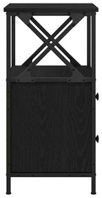 Mesa de Cabeceira vidaXL em Madeira de Carvalho Preta 34x35,5x70 cm em