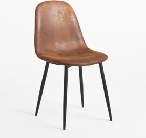 Pack De 2 Cadeiras De Jantar Glamm Preto & Couro Sintético Café Vintage & Pelé Sintética - Sklum