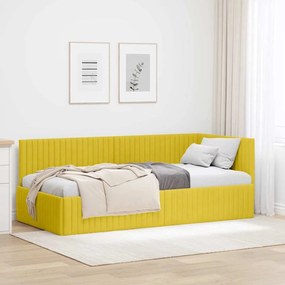 vidaXL Estrutura de Cama de Canto Amarelo 90 cm x 190 cm Veludo
