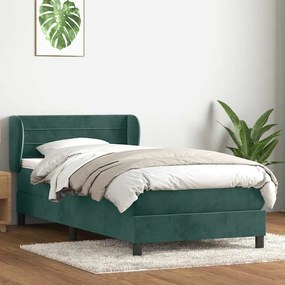 Cama com molas/colchão verde-escuro 80x210 cm veludo