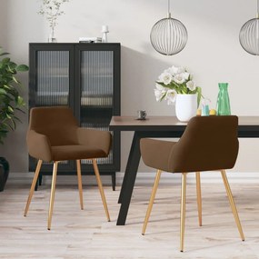 vidaXL Cadeiras de jantar 2 pcs veludo castanho