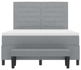 Cama Box Spring com Colchão e Banco Cinza Claro 140x200 cm Tecido