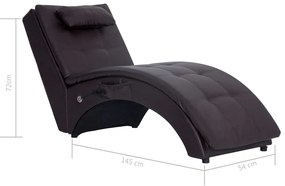 Chaise longue de massagem c/ almofada couro artificial castanho