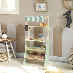 Conjunto de 34 Peças de Supermercado Infantil, 40 x 30 x 92,5 cm, Loja de Madeira, Verde