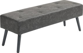 Banco de Pé de Cama Multifuncional Clássico Banco Dormitório com Pés de Madeira e Assento Acolchoado 114x38x42 cm Cinza