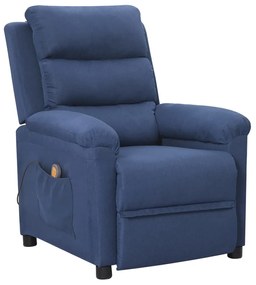 vidaXL Poltrona de massagens tecido azul
