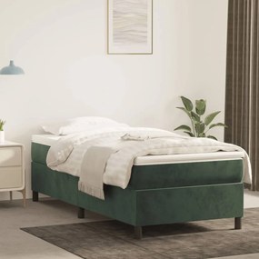 Estrutura de cama sem colchão 90x190 cm veludo verde-escuro