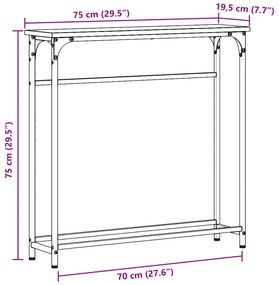 Mesa Console Preto Carvalhos 75x19,5x75 cm Madeira Prensada