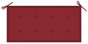 Banco de jardim c/ almofadão vermelho tinto 112 cm teca maciça