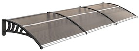 Outsunny Marquise de Proteção 300x96 cm Marquise Exterior para Portas e Janelas contra o Sol e Chuva com Suporte de PP Policarbonato Marrom