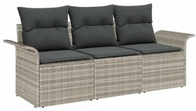 Conjunto de Sofás de Jardim vidaXL com Almofadas Cinza Claro Vime Poli