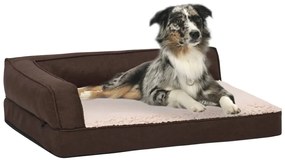 Cama para cães ergonómica 60x42cm aspeto linho pelúcia castanho