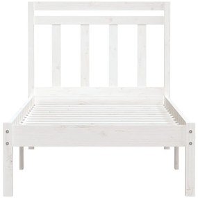 Estrutura de cama solteiro 90x190 cm madeira maciça branco