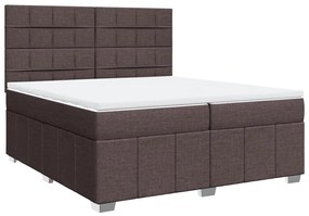 Cama com molas/colchão 200x200 cm tecido castanho-escuro