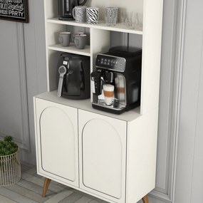 Armário de Cozinha/Sala "Caffè" - Creme e Nogueira - 81.3x201x35cm - D