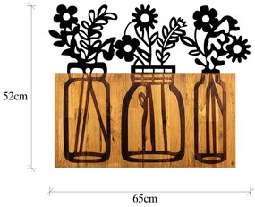 Acessório Decorativo de Parede Flower 5 – Nogueira e Preto – 65 x 3 x