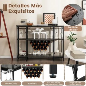 Garrafeira armario de cozinha com estação de carregamento 2 suportes para 15 garrafas Estantes industriais para cozinha doméstica 113 x 35 x 85 cm Cin