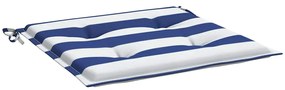 Almofadões p/ cadeira 2pcs 50x50x4 cm tecido riscas azul/branco
