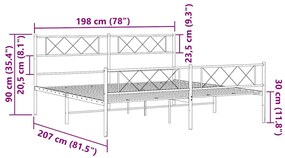 Estrutura de cama com cabeceira e pés 193x203 cm metal branco