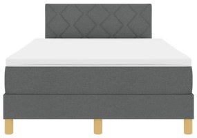 Cama Box Spring com Colchão e LED Cinza Escuro 120x200 cm Tecido