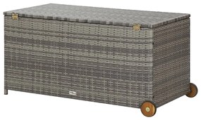 Caixa de arrumação p/ jardim 120x65x61 cm vime PE cinza-claro