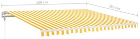 Toldo automático LED e sensor de vento 400x350cm amarelo/branco