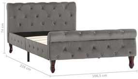 Estrutura de cama 100x200 cm veludo cinzento