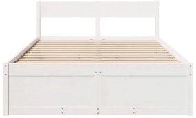 Cama sem colchão 140x190 cm madeira de pinho maciça branco