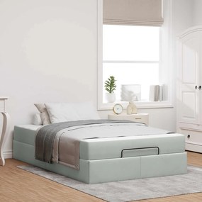 vidaXL Estrutura de cama com colchão 2 pcs Cinzento-claro Veludo