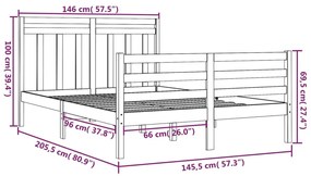 Estrutura de cama 140x200 cm madeira maciça