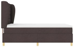 Estrutura de Cama com Colchão Marrom Escuro 140x190 cm Tecido