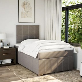 Cama boxspring c/ colchão 120x190cm tecido castanho-acinzentado