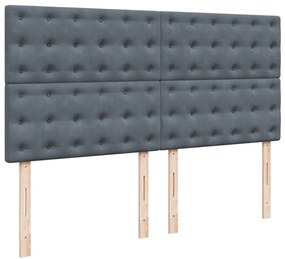 Cama com molas/colchão 180x200 cm veludo cinzento-escuro