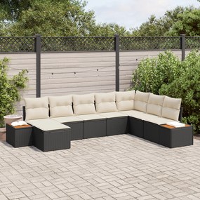 Conjunto de Sofá de Jardim de 8 Peças vidaXL com Almofadas Preto Ratta