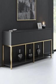 Conjunto de Mobiliário de Sala Lord – Antracite e Dourado – Tv Stand: