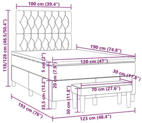 Cama boxspring c/ colchão 120x190cm tecido castanho-acinzentado