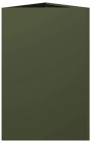 Vaso/floreira triangular 2 pcs 50x43x75 cm aço verde-azeitona