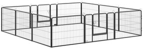 Parque para Cães com 12 Painéis Recinto para Animais de Estimação Modular com 2 Portas 80x60 cm Preto