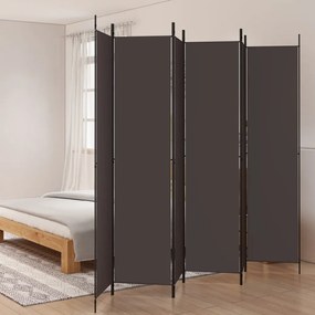 350207 vidaXL Divisória/biombo com 6 painéis 300x220 cm tecido castanho