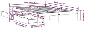 Cama sem colchão 140x190 cm pinho maciço castanho-mel