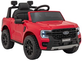 Carro elétrico para Crianças 12V Ford Ranger LIFT Assento de couro, Rodas de EVA Vermelho