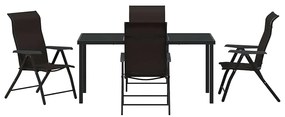 Conjunto de Jantar de Jardim 5 Peças Preto de Rattan Sintético
