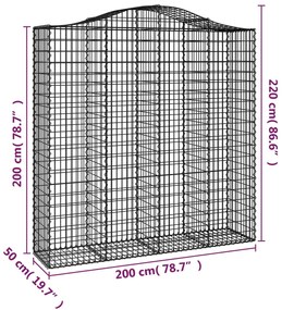 Cestos gabião arqueados 6pcs 200x50x200/220cm ferro galvanizado