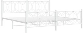 Estrutura de cama com cabeceira e pés 200x200 cm metal branco