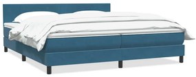 vidaXL Cama com molas/colchão 180x220 cm veludo azul-escuro