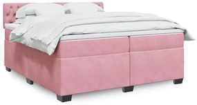 vidaXL Cama com molas/colchão 200x200 cm veludo rosa