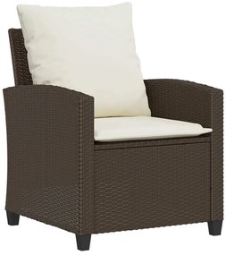 6 pcs conjunto de sofás jardim c/ almofadões vime PE castanho