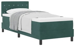 Cama Box Spring vidaXL com Colchão Verde Escuro 80x200 cm Veludo