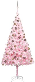 3077586 vidaXL Árvore Natal artificial pré-iluminada c/ bolas PVC rosa